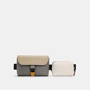 Coach Rider Double Belt Bag Colorblock Chalk, Light Gravel Multi C4159 (EUC)